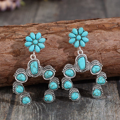 Artificial Turquoise Alloy Dangle Earrings