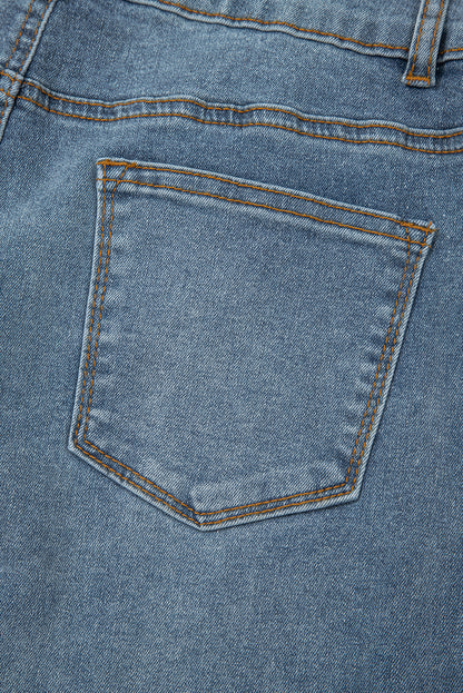 Jean bootcut taille haute bleu crépuscule à 2 boutons et liseré