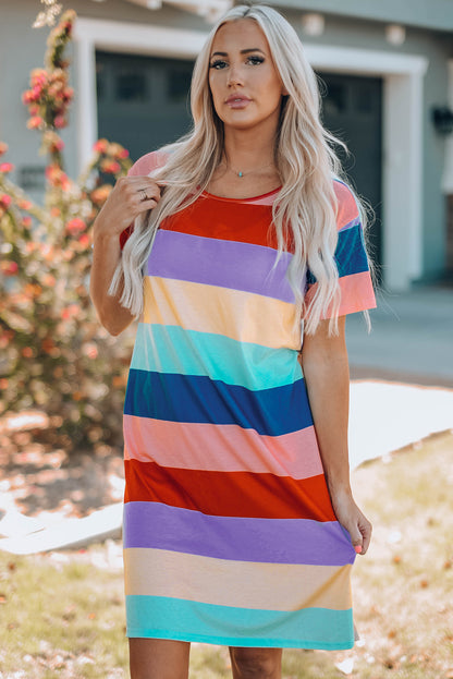 Color Block Side Slit Mini Dress Women