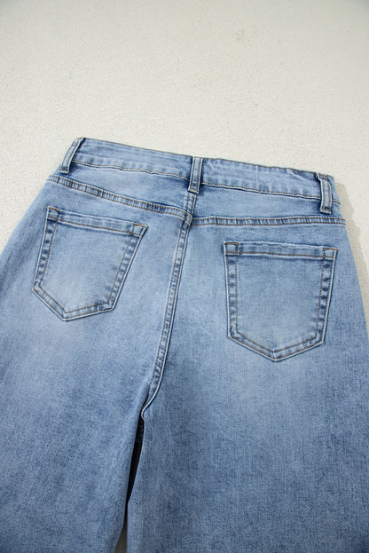 Myosotis Slit Leg High Rise Drawstring Casual Jeans