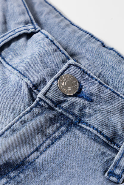 Beau Blue High Waist Button Zip Fly Bell Bottom Jeans