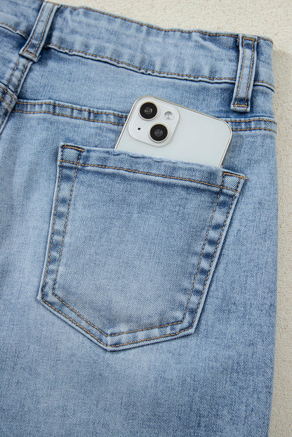 Myosotis Slit Leg High Rise Drawstring Casual Jeans