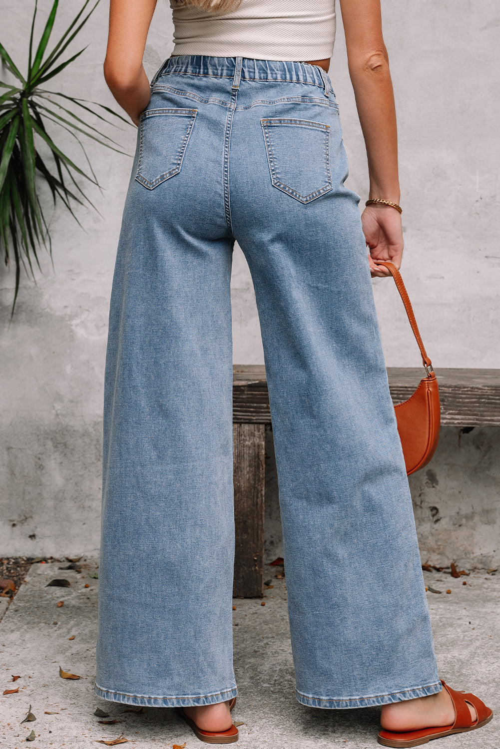 Dusk Blue Medium Wash Super Wide Leg Denim Pants