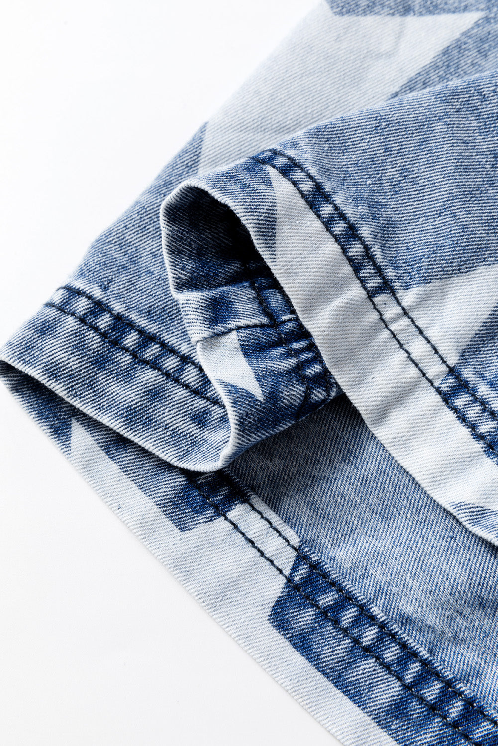 Jean large bleu clair à motif étoile délavé avec cordon de serrage et taille élastique