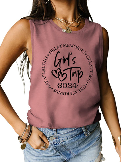 Letter Graphic Round Neck Tank