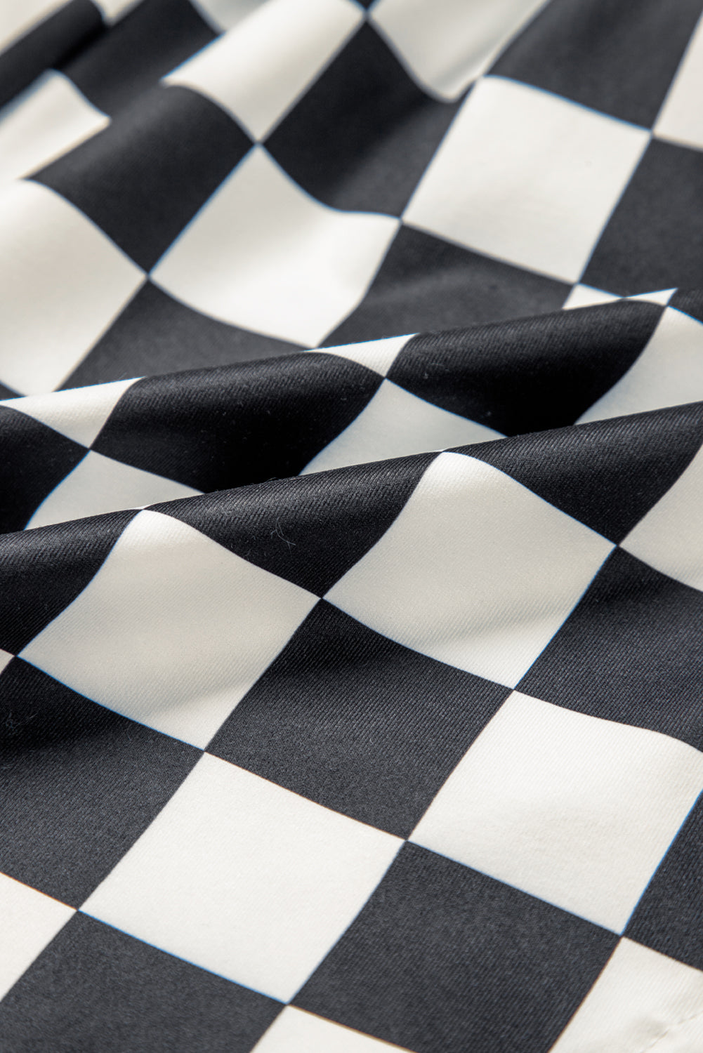 Black Checkered Print High Waist Casual Shorts