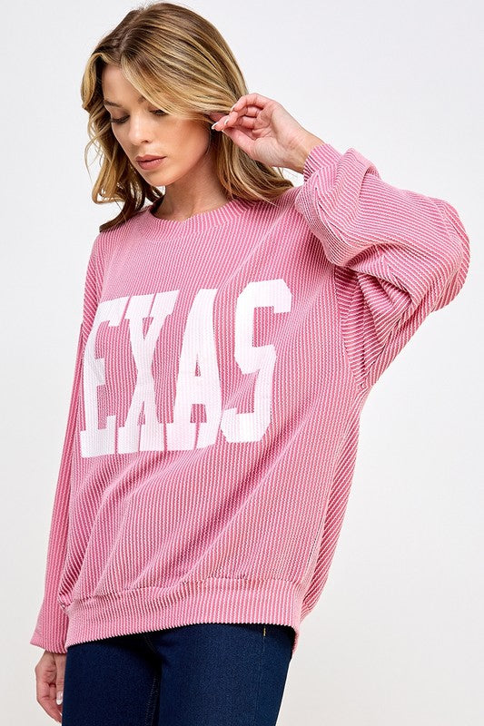 TEXAS PRINT RIB CORD SWEATSHIRT