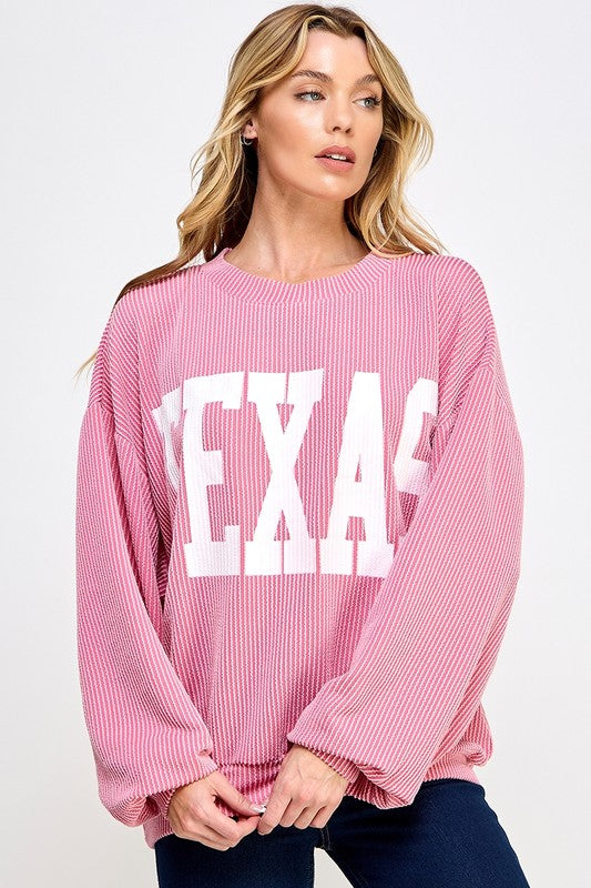 TEXAS PRINT RIB CORD SWEATSHIRT