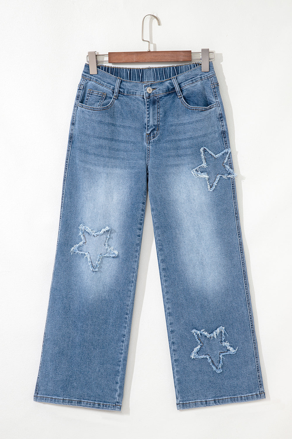 Jean taille haute court coupe large patchwork Stone Blue Star