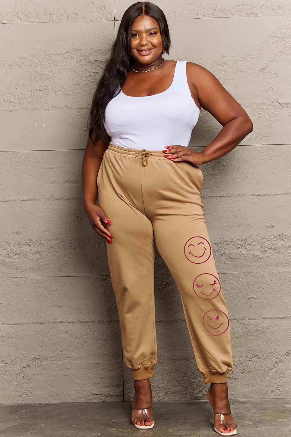 Emoji Graphic Sweatpants Simply Love Full Size