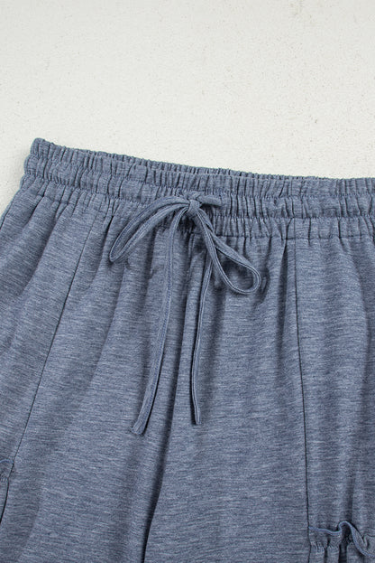 Pantalon ample à taille élastique avec cordon de serrage et détails froncés