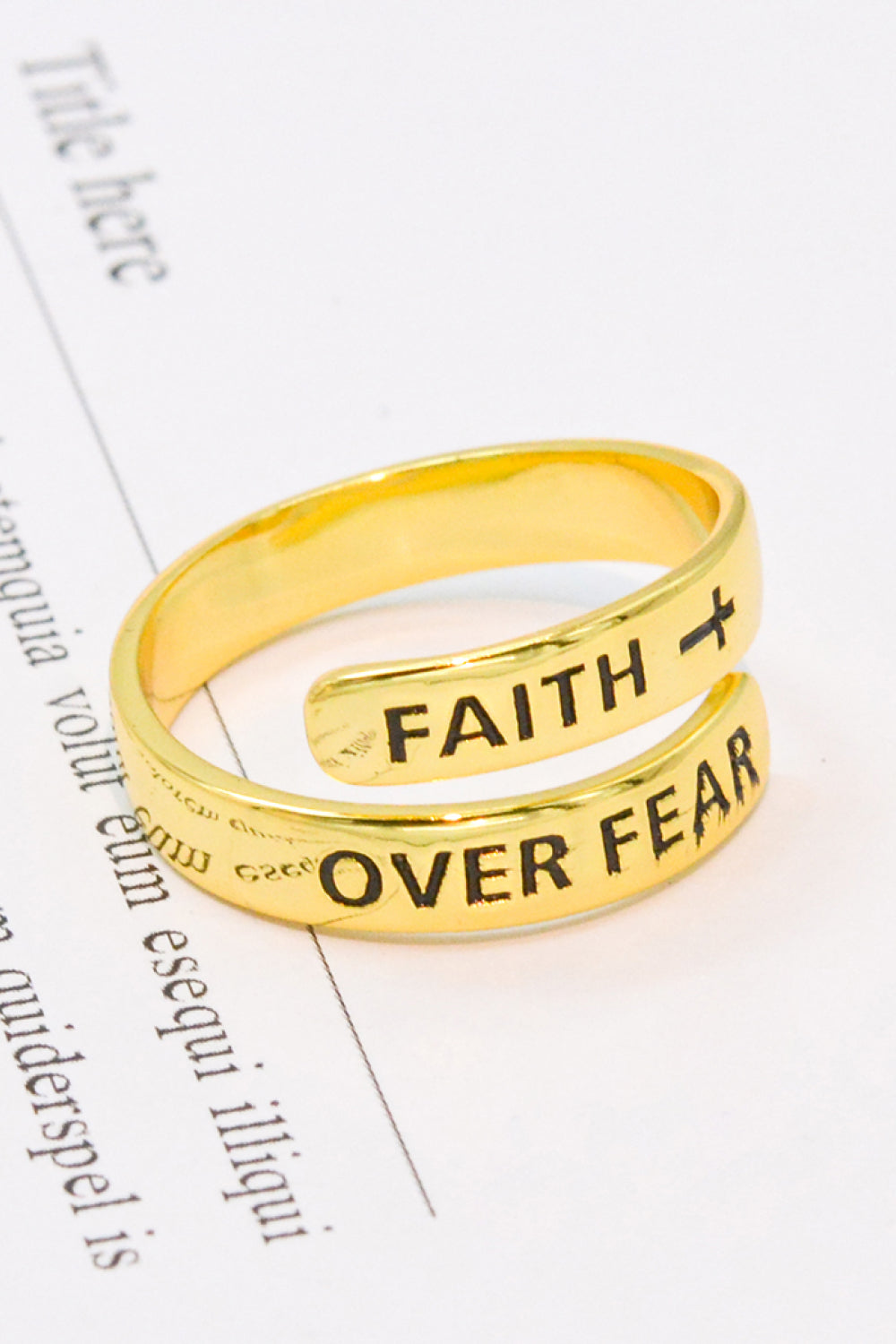 FAITH OVER FEAR Bypass Ring 925 Sterling Silver