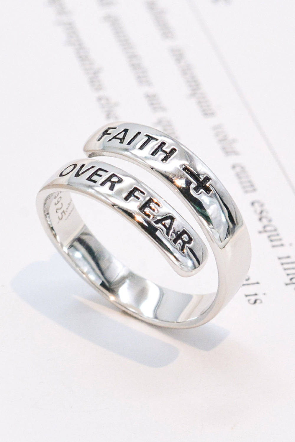 FAITH OVER FEAR Bypass Ring 925 Sterling Silver