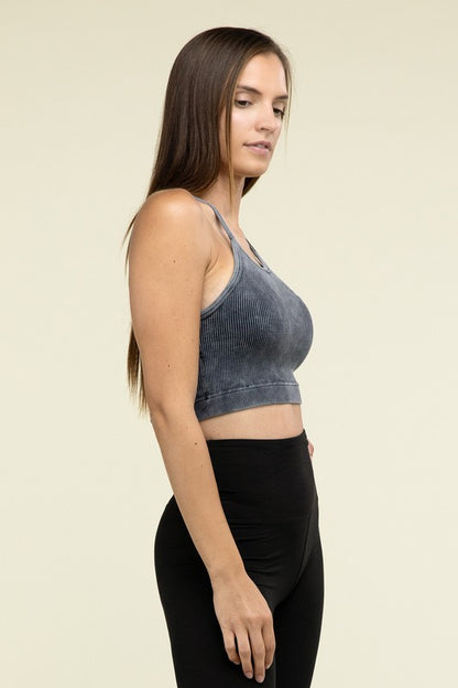 Washed Ribbed Seamless Cropped Cami Top