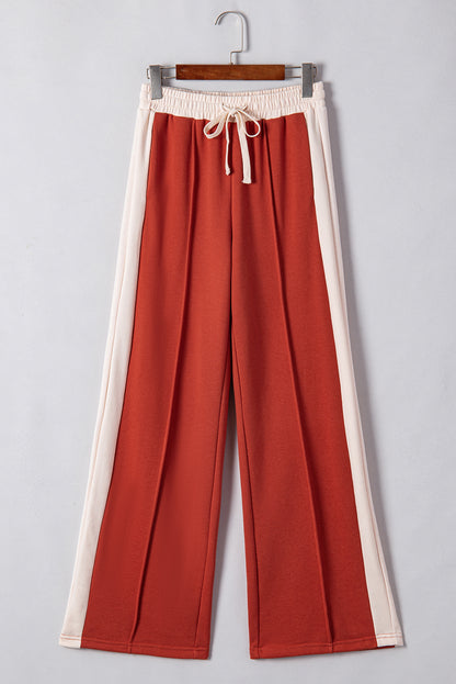 Pantalon ample taille haute avec cordon de serrage, color-block Flamingo