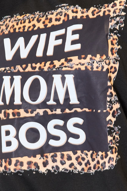 WIFE MOM BOSS Leopard Graphic T-Shirt Simply Love