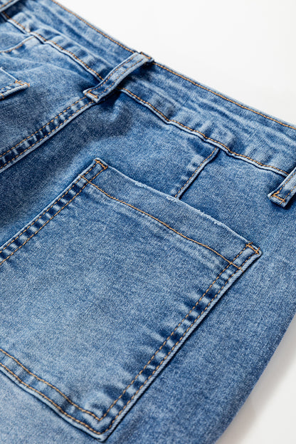 Dusk Blue Seam Detail Ankle Length Cropped BarrelJeans