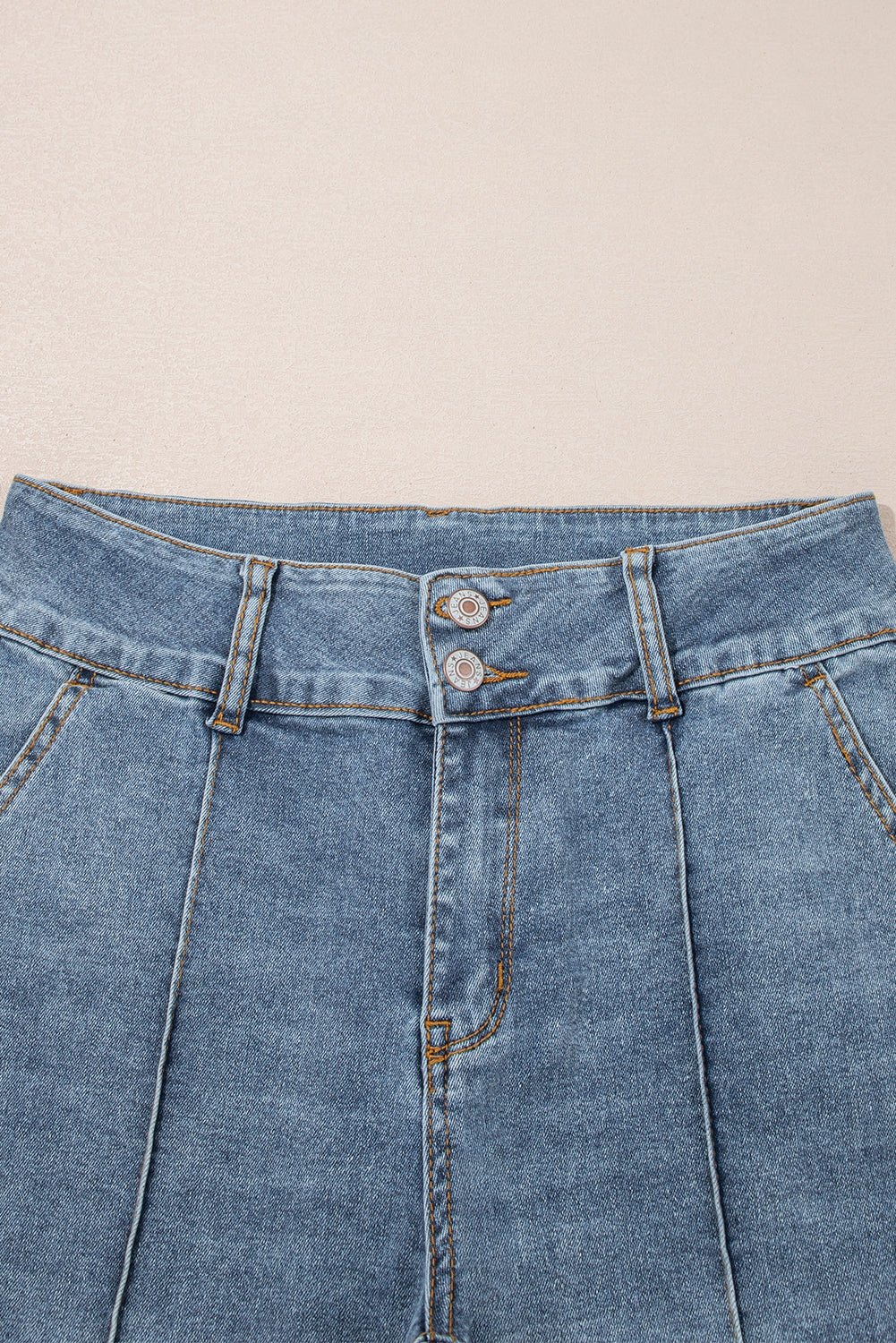 Jean bootcut taille haute bleu crépuscule à 2 boutons et liseré