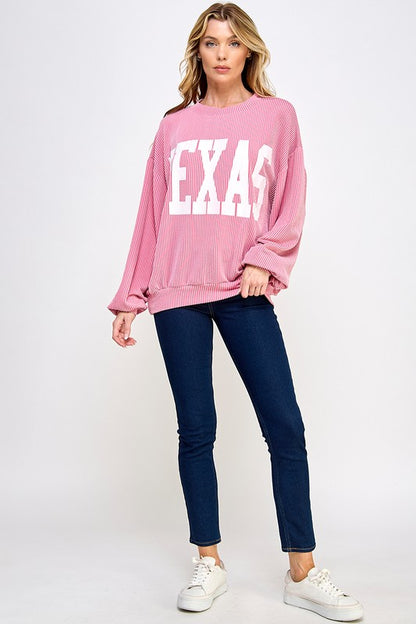 TEXAS PRINT RIB CORD SWEATSHIRT