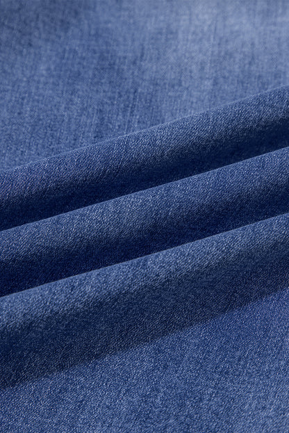 Beau Blue Tailored Center Seam Detail Straight Loose High Rise Jeans