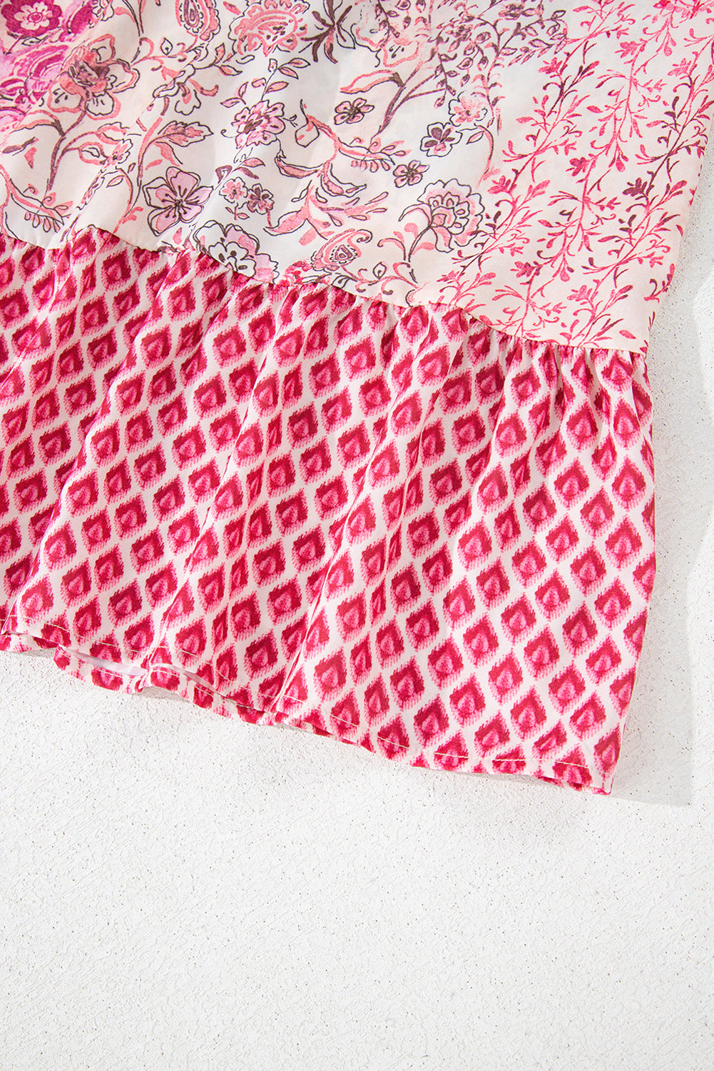 Red Boho Pattern Print Tassel Drawstring Elastic Waistband Maxi Skirt