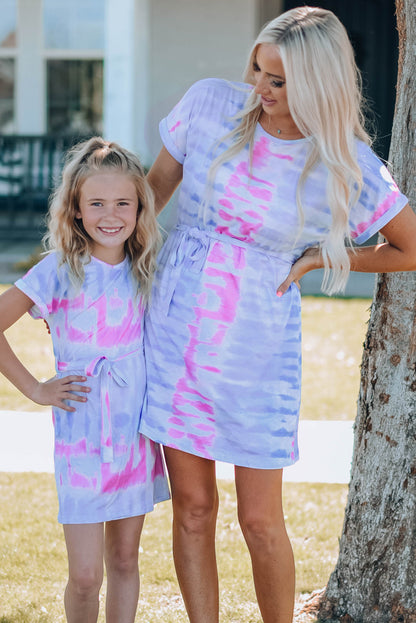 Tie-Dye Belted T-Shirt Dress Women