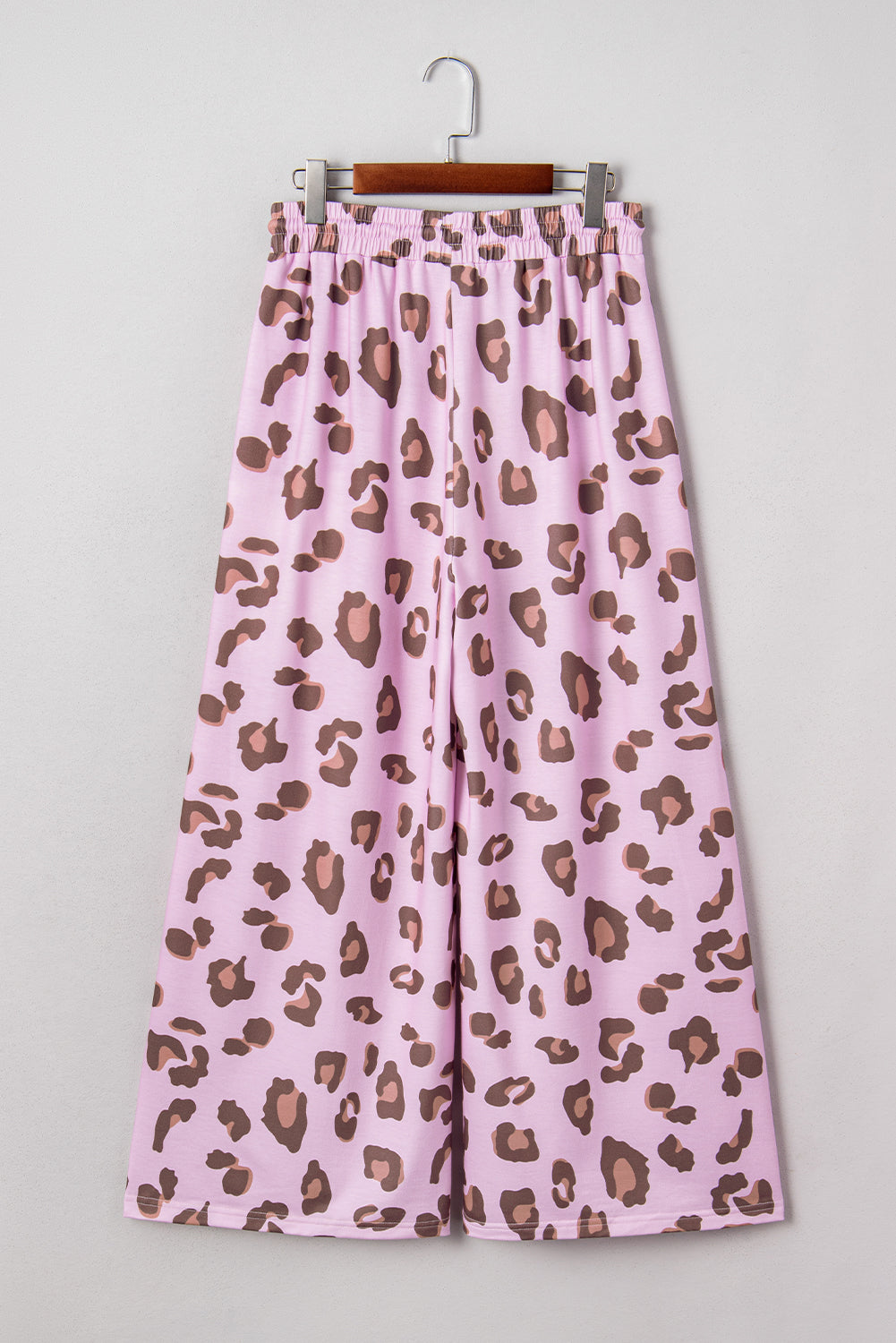 Pantalon ample rose à imprimé léopard et poches plaquées avec cordon de serrage