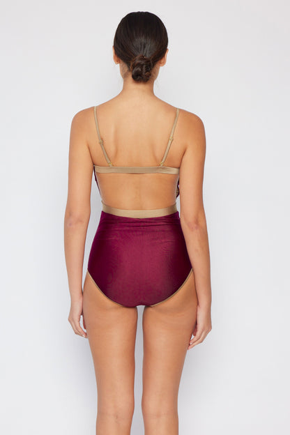 Wave Break Contrast Trim One-Piece in Wine Marina West Swim Full Size