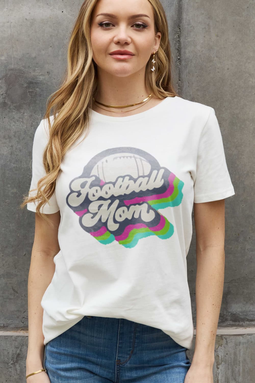 Simply Love Full Size FOOTBALL MOM Graphic Cotton Tee