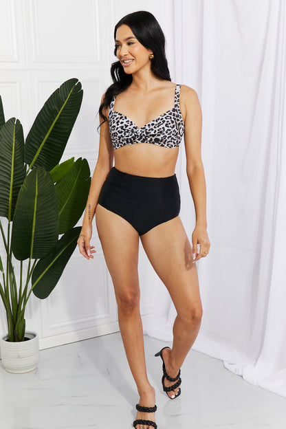 Take A Dip Twist High-Rise Bikini in Leopard Marina West Swim Full Size