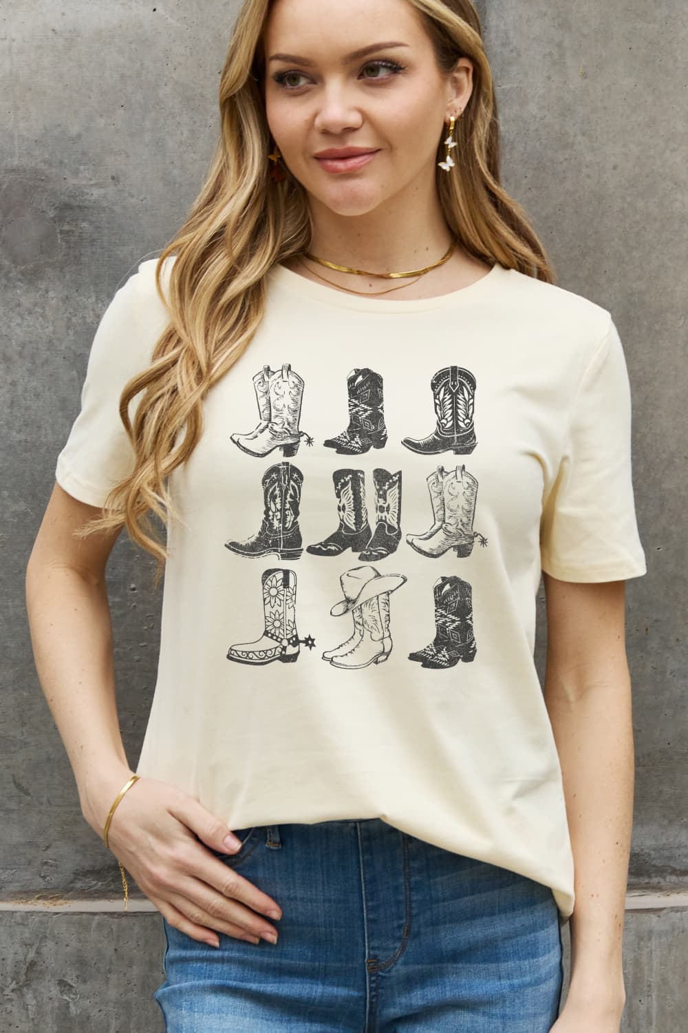 Simply Love Full Size Cowboy Boots Graphic Cotton Tee