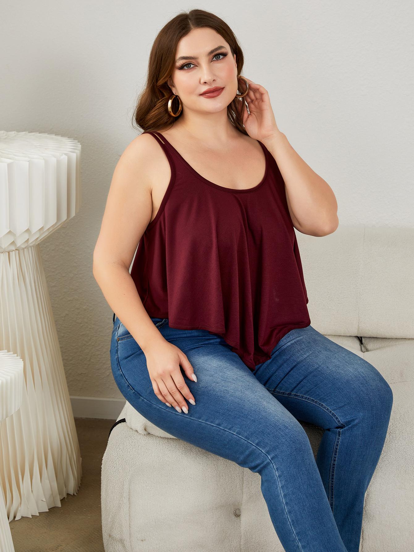 Double-Strap Scoop Neck Cami Plus Size