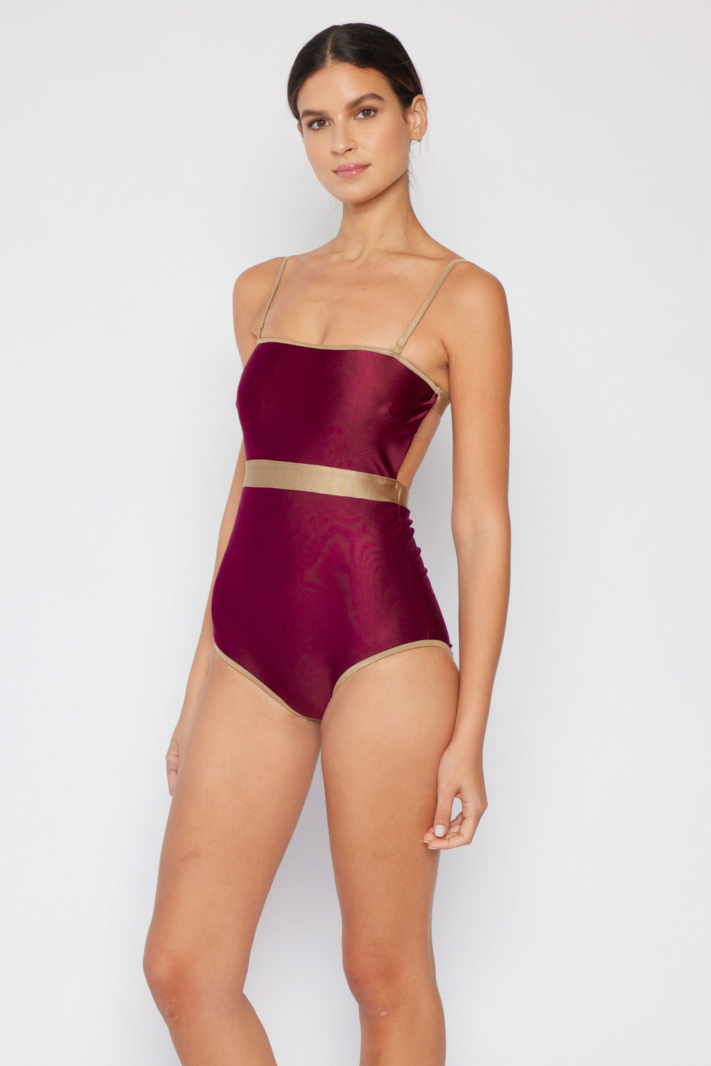 Wave Break Contrast Trim One-Piece in Wine Marina West Swim Full Size