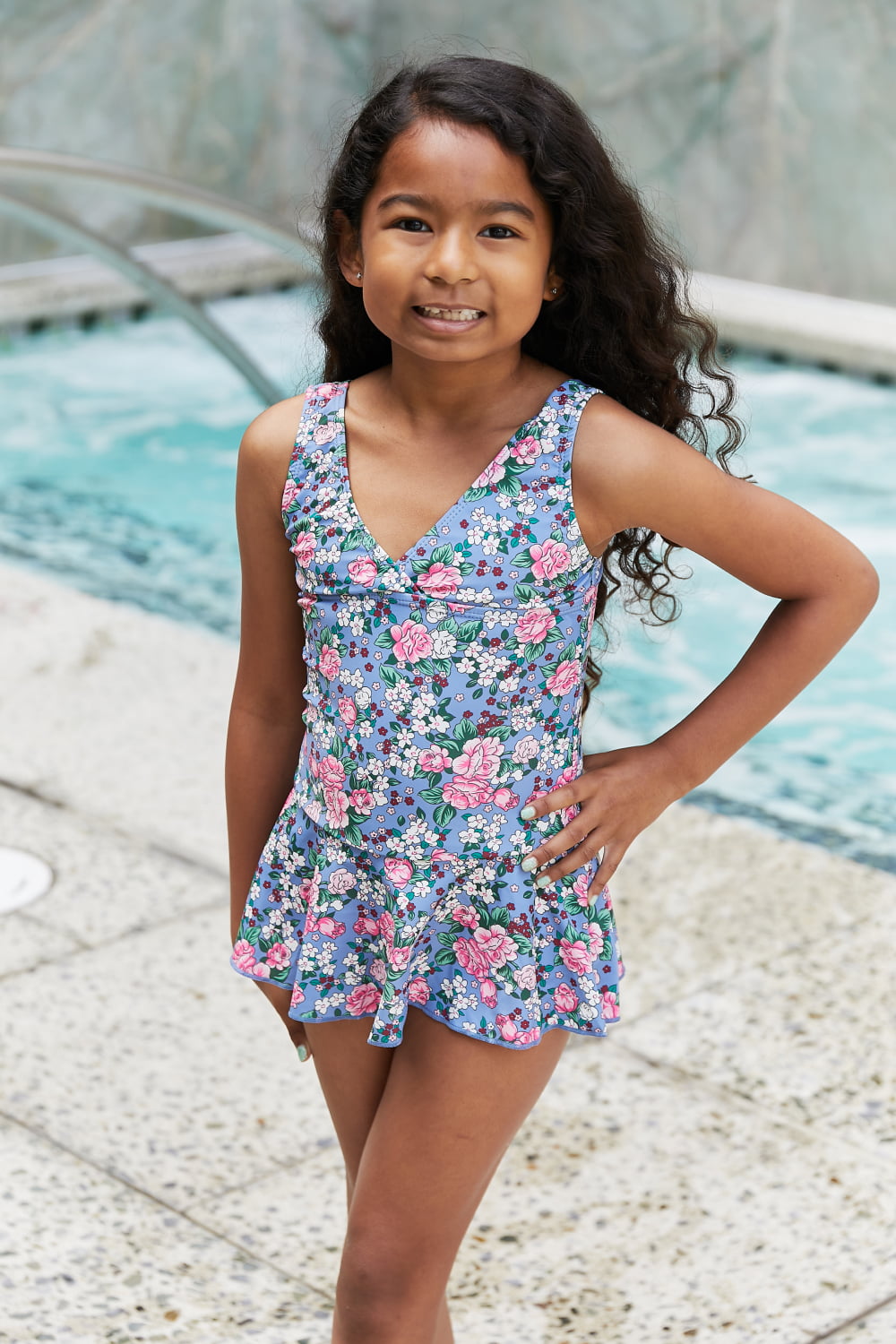 Clear Waters Swim Dress in Rose Sky Marina West Swim