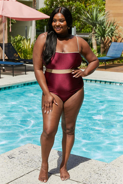 Wave Break Contrast Trim One-Piece in Wine Marina West Swim Full Size