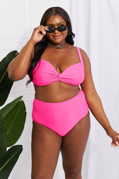 Take A Dip Twist High-Rise Bikini in Pink Marina West Swim Full Size