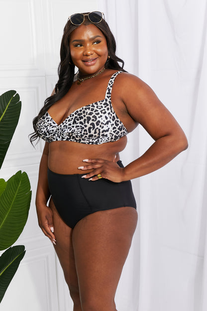 Take A Dip Twist High-Rise Bikini in Leopard Marina West Swim Full Size