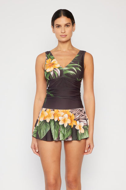 Clear Waters Swim Dress in Aloha Brown Marina West Swim Full Size