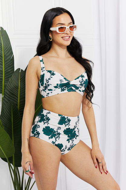 Take A Dip Twist High-Rise Bikini in Forest Marina West Swim Full Size