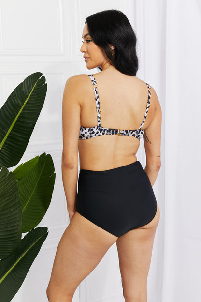 Take A Dip Twist High-Rise Bikini in Leopard Marina West Swim Full Size