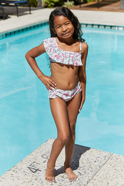 Float On Ruffle Two-Piece Swim Set in Roses Off-White Marina West Swim