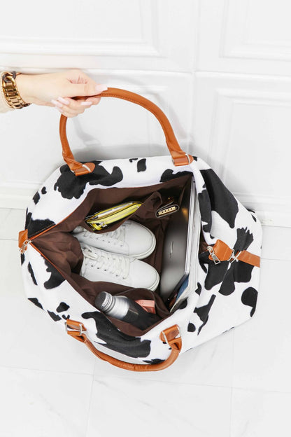 Cow Print Plush Weekender Bag