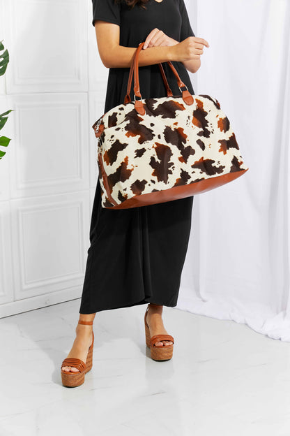 Cow Print Plush Weekender Bag