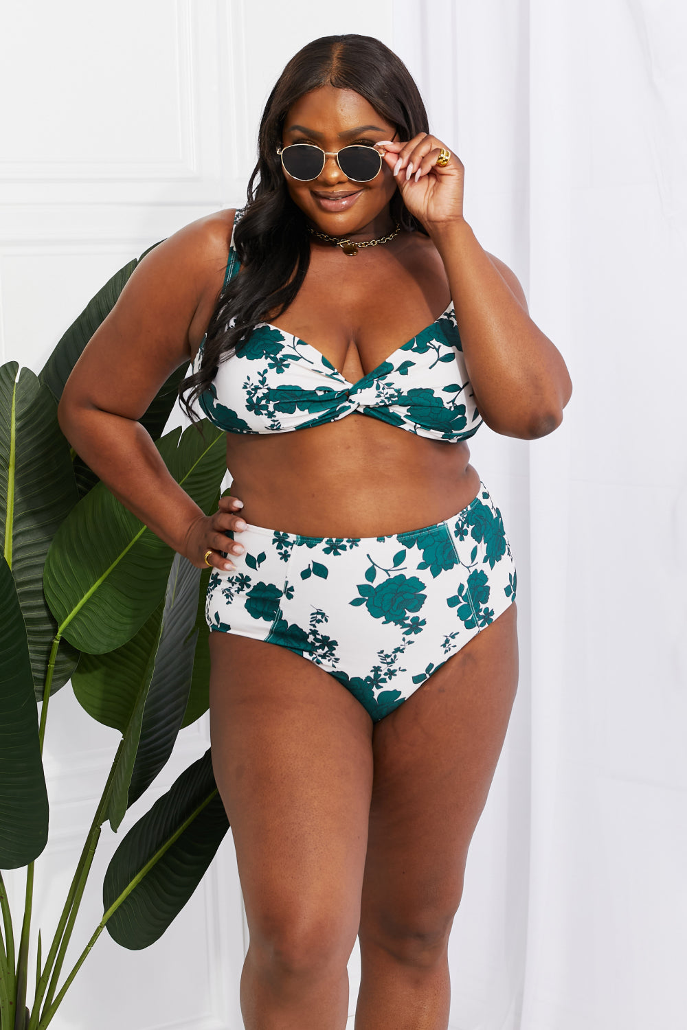 Take A Dip Twist High-Rise Bikini in Forest Marina West Swim Full Size