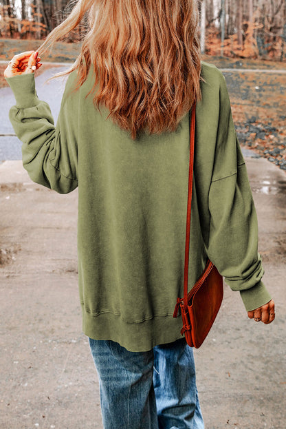 Dropped Shoulder Round Neck Long Sleeve Sweatshirt