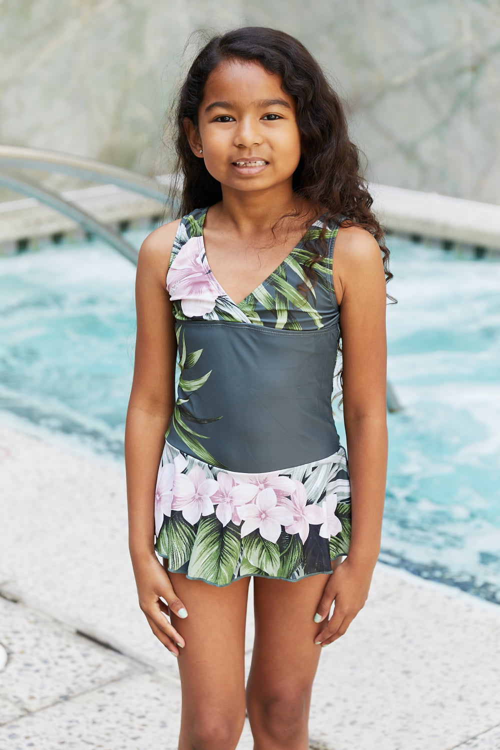 Clear Waters Swim Dress in Aloha Forest Marina West Swim