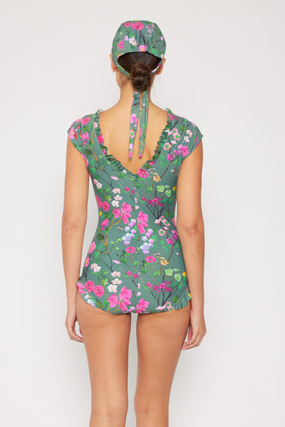 Bring Me Flowers V-Neck One Piece Swimsuit In Sage Marina West Swim