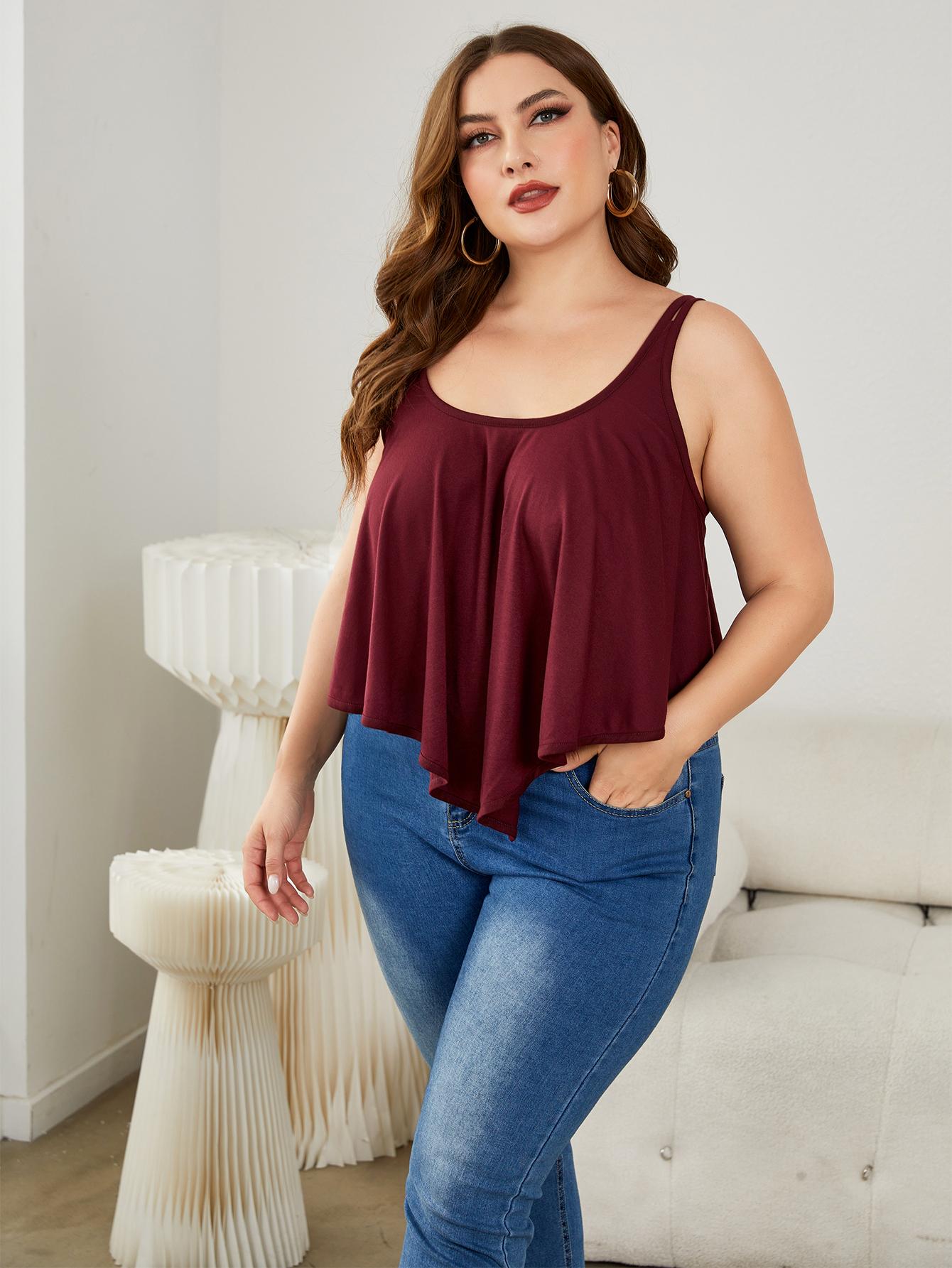 Double-Strap Scoop Neck Cami Plus Size