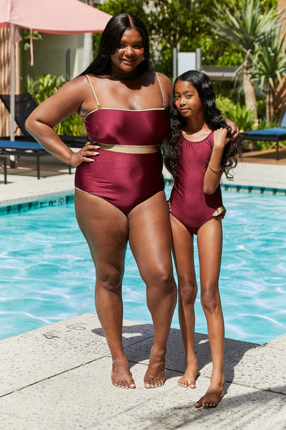 Wave Break Contrast Trim One-Piece in Wine Marina West Swim Full Size