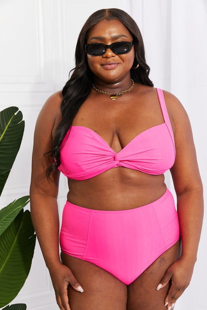 Take A Dip Twist High-Rise Bikini in Pink Marina West Swim Full Size